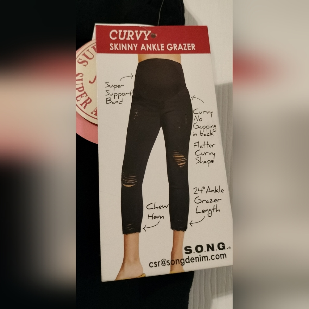 Black Distressed Maternity Leggings Size XL